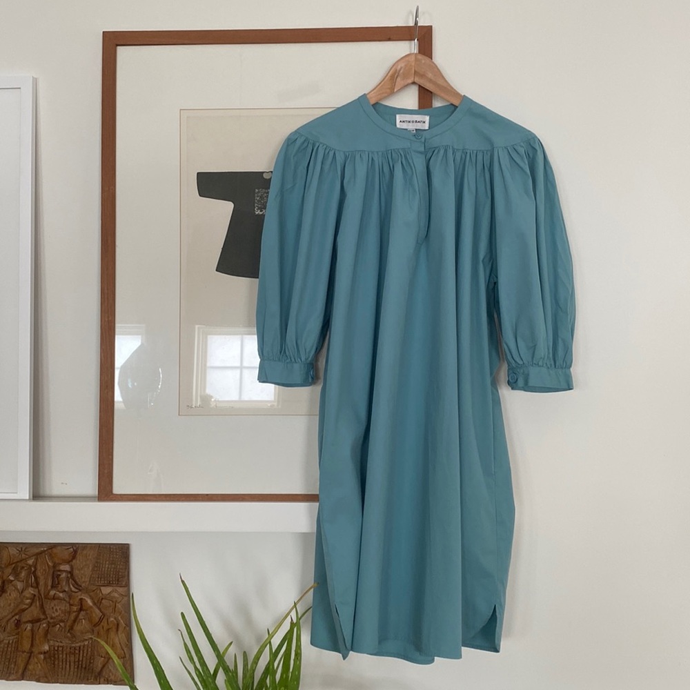 ANTIK BATIK cool muted turquoise tunic top or dress!